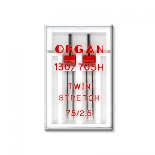 Aghi Gemelli 75/2.5 per Macchine Domestiche, 2 Aghi TWIN STRETCH 75/2.5 Organ Needles - 1