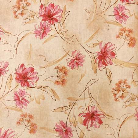 Stim Italia - Tessuto Grigio con Fiori Blu 85% cotone e 15% lino