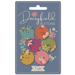 Tilda Chic Escape Daisyfield Buttons, 6 Bottoni da 23 mm Ricoperti in Tessuto Tilda Fabrics - 1