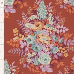 Tilda Chic Escape Whimsyflower Rust, Tessuto Ruggine con Bouquet di Fiori Tilda Fabrics - 1