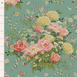 Tilda Chic Escape Wildgarden Teal, Tessuto Ottanio con Bouquet di Fiori di Campo Tilda Fabrics - 1