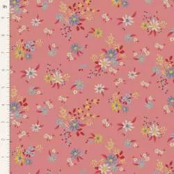 Tilda Chic Escape Daisyfield Pink, Tessuto Rosa con Campo di Margherite