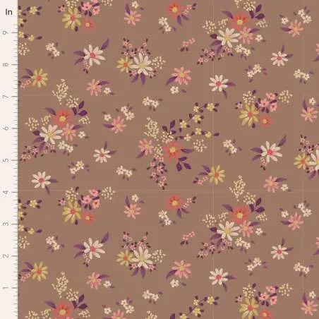 Tilda Chic Escape Daisyfield Taupe, Tessuto Marrone con Campo di Margherite