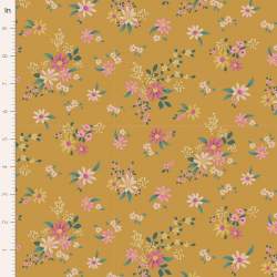 Tilda Chic Escape Daisyfield Mustard, Tessuto Giallo Senape con Campo di Margherite