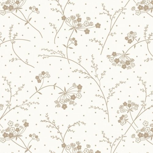 Maywood Studio 108 Beautiful Backing Soft White Taupe, Tessuto per Retro Quilt Bianco e Tortora con Ghirigori Tono su Tono Maywo