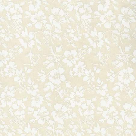 Basic Palette, Tessuto Crema con Fiori Bianchi Tono su Tono Stim Italia srl - 1