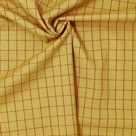 Moda Fabrics Midwinter Reds Wovens, Tessuto Tinto in Filo Senape con Quadretti Rossi