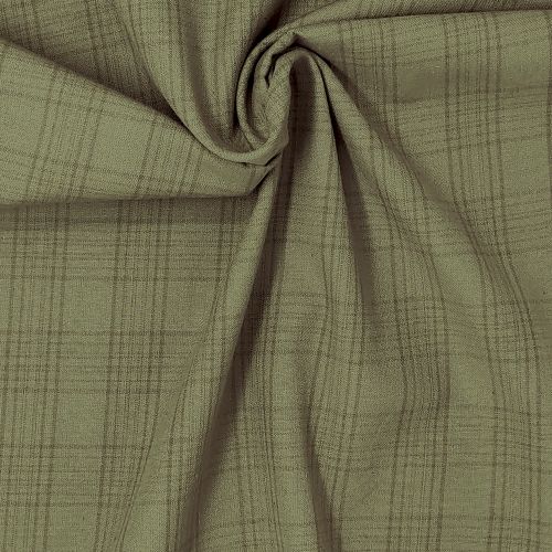 Marcus Fabrics , Tessuto Giapponese Tinto in Filo, Verde Oliva, beige e grigio a strisce Marcus Fabrics - 1