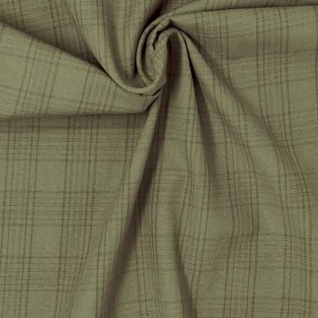 Marcus Fabrics , Tessuto Giapponese Tinto in Filo, Verde Oliva, beige e grigio a strisce