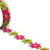 Simplicity, Nastro Fiori Fucsia e Verde - Altezza 22,22 mm Lunghezza 1,2 mt
