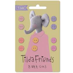 Tilda Friends Chambray Buttons Warm Colors, 10 Bottoni da 0,9 mm Ricoperti in Tessuto Tilda Fabrics - 1