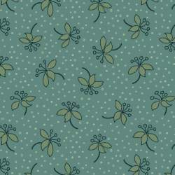 EQP New Vintage Sweetheart Glacier Blue, Tessuto verde menta con rametti e cuori Ellie's Quiltplace Textiles - 1