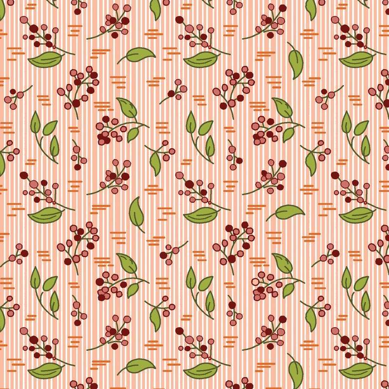 EQP New Vintage Sweetheart Glacier Blue, Tessuto verde menta con rametti e cuori EQP Textiles - Ellie's Quiltplace - 1