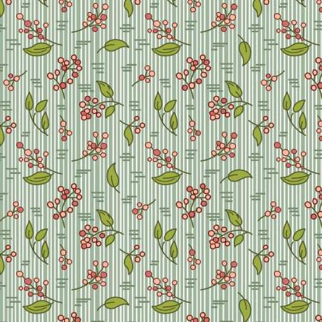 EQP New Vintage Sweetheart Glacier Blue, Tessuto verde menta con rametti e cuori Ellie's Quiltplace Textiles - 1