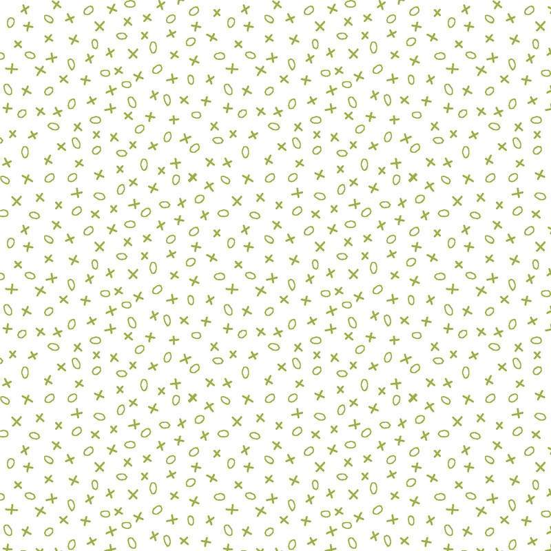 EQP Pieces of Time Tic-Tac-Toe – Cream-Apple Green, Tessuto bianco con piccoli disegni verde mela Ellie's Quiltplace Textiles - 