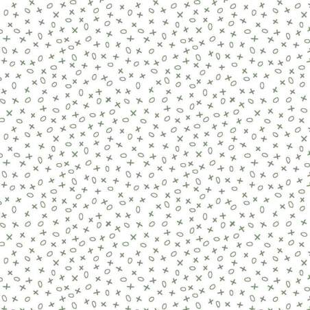 EQP Pieces of Time Tic-Tac-Toe – Moss, Tessuto bianco con piccoli disegni verde acqua EQP Textiles - Ellie's Quiltplace - 1