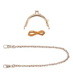 Rose Gold Round Clasp, Chiusura Metallo Oro Rosa 7 cm con Catena Oro Rosa 38 cm Zakka Workshop - 1