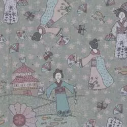 Lecien - Dancing in the Blossom by Lynette Anderson- VERDE ispirato asiatico Lecien Corporation - 1