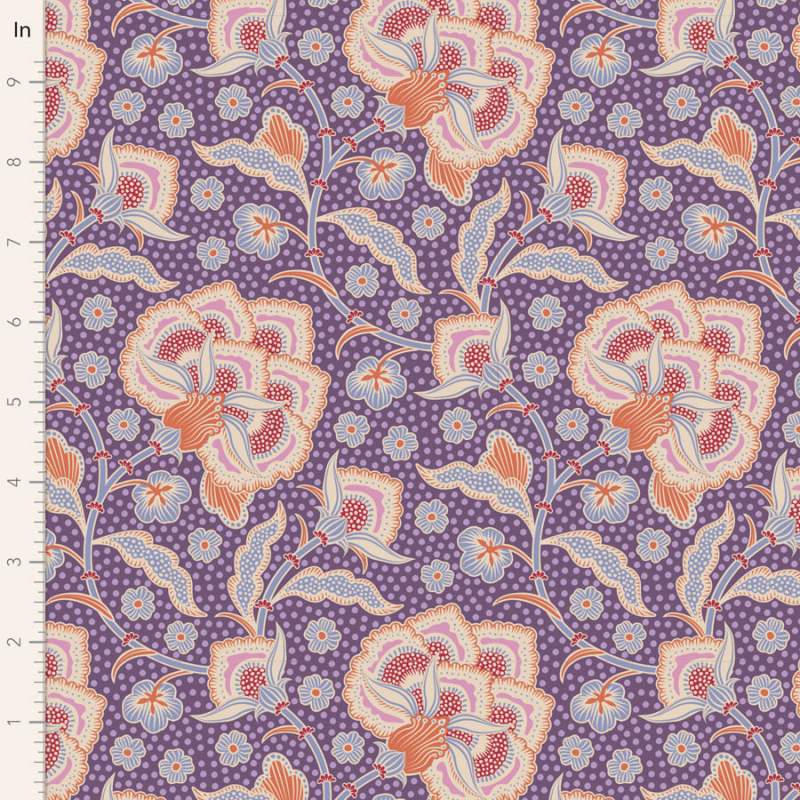 Tilda Hometown Eden Grape, Tessuto Viola Uva con Grandi Fiori Tilda Fabrics - 1 Tilda Hometown Eden Grape, Tessuto Viola Uva con Grandi Fiori Tilda Fabrics - 1