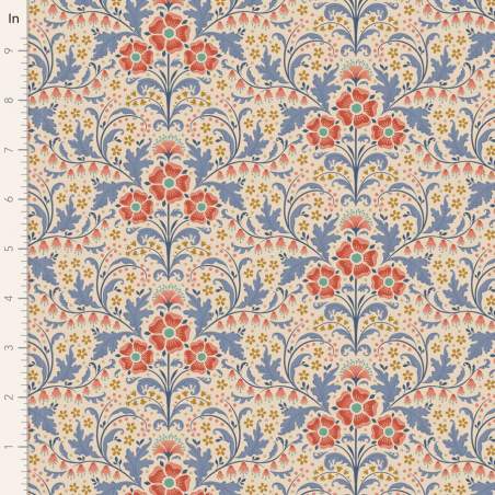 Tilda Hometown Elanora Blue, Tessuto con Fiori e Foglie Blu Tilda Fabrics - 1