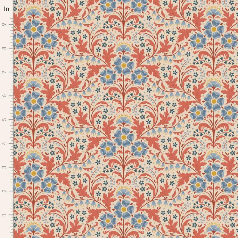 Tilda Hometown Elanora Rust, Tessuto con Fiori e Foglie Arancione Ruggine Tilda Fabrics - 1