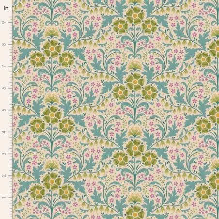Tilda Hometown Elanora Teal, Tessuto con Grandi Fiori Verde Acqua Tilda Fabrics - 1