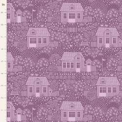 Tilda Hometown My Neighborhood Lilac, Tessuto Viola con Casette in Campagna Tilda Fabrics - 1