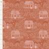 Tilda Hometown My Neighborhood Rust, Tessuto Arancione Ruggine con Casette in Campagna Tilda Fabrics - 1