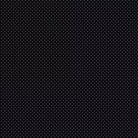 Handworks, Tessuto Fondo Nero con Piccoli Pois Bianchi