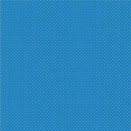 Handworks, Tessuto Fondo Azzurro Acceso con Piccoli Pois Bianchi