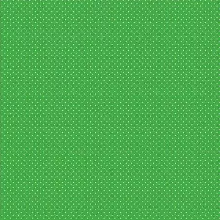 Handworks, Tessuto Fondo Verde con Piccoli Pois Bianchi