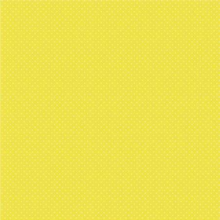 Handworks, Tessuto Fondo Giallo Acceso con Piccoli Pois Bianchi