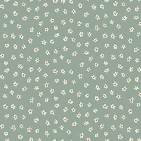 Market Garden by Anni Downs, Tessuto Verde acqua con fiorellini