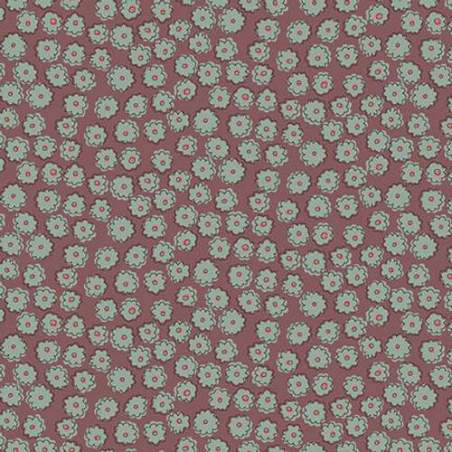 Market Garden by Anni Downs, Tessuto Marrone con margherite verde acqua