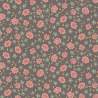 Market Garden by Anni Downs, Tessuto Marrone con Fiorellini salmone e verde salvia