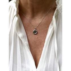 Pendente Bottone Rotondo Piccolo in Argento 925 Rodiato Oro Bianco