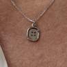 Pendente Bottone Quadrato in Argento 925 Rodiato Oro Bianco
