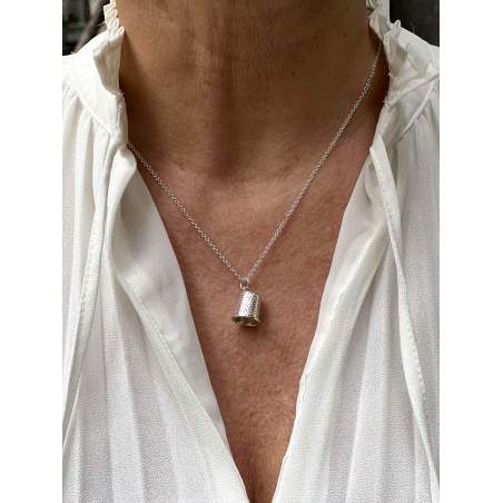 Pendente Ditale Piccolo in Argento 925 Rodiato Oro Bianco