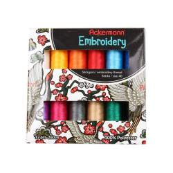 Set di 12 filati per ricamo 100% Poliestere da 260m - Ackermann Embroidery