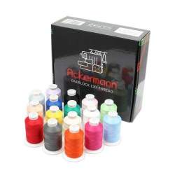 Set di 16 filati per cucire 100% Poliestere in Coni da 1000m - Ackermann Overlock