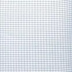 Tessuto Tinto in Filo Fondo Bianco con piccoli Quadretti Azzurro Polvere, h155