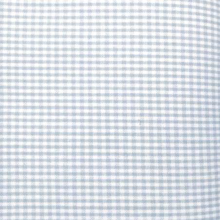 Tessuto Tinto in Filo Fondo Bianco con piccoli Quadretti Azzurro Polvere, h155 Roberta De Marchi - 1