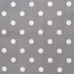 Tessuto Stampato Fondo Grigio con Pois Bianchi, h138