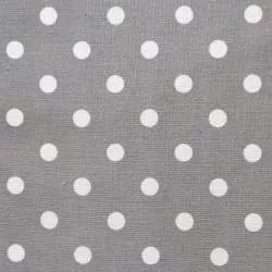 Tessuto Stampato Fondo Grigio con Pois Bianchi, h138