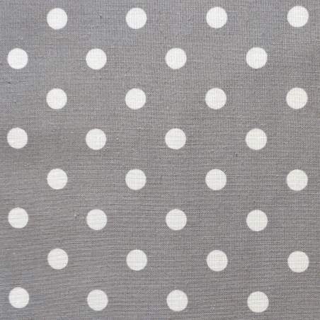 Tessuto Stampato Fondo Grigio con Pois Bianchi, h138