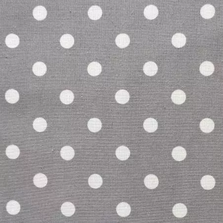 Tessuto Stampato Fondo Grigio con Pois Bianchi, h138