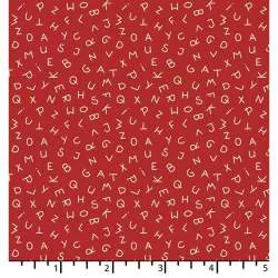 EQP Forward to the Past - ABC - Rosehip, tessuto rosso terra con piccole lettere dell'alfabeto panna