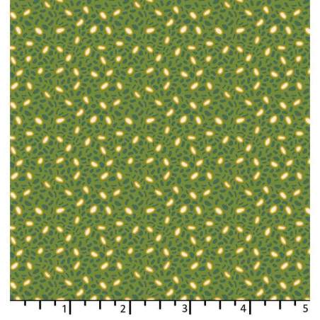 EQP Forward to the Past - Corn And Beans – Forest Green, tessuto verde foresta con piccoli disegni verde e giallo