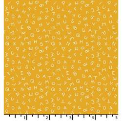 EQP Forward to the Past - ABC - Mustard, tessuto mostarda piccole lettere dell'alfabeto crema EQP Textiles - Ellie's Quiltplace