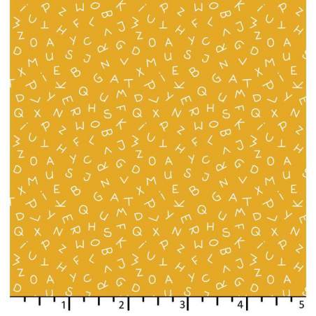 EQP Forward to the Past - ABC - Mustard, tessuto mostarda piccole lettere dell'alfabeto crema